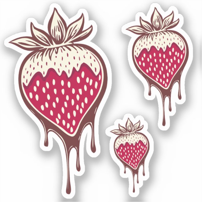 Sticker fraise couverte au chocolat (Recto)