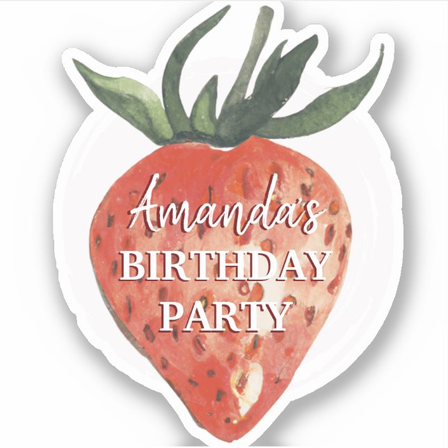Sticker Fraise d'aquarelle fête d'anniversaire (Devant)