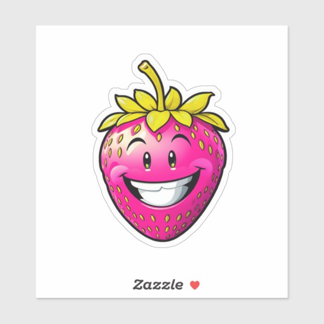 Sticker Fraise rose (Feuille)