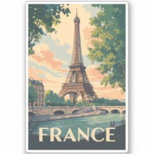 Sticker France Eiffel Tour Travel Art Vintage