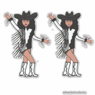 Sticker Frange blanche noire de la danseuse occidentale #2