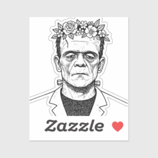 Sticker FRankenstien avec une couronne de fleurs