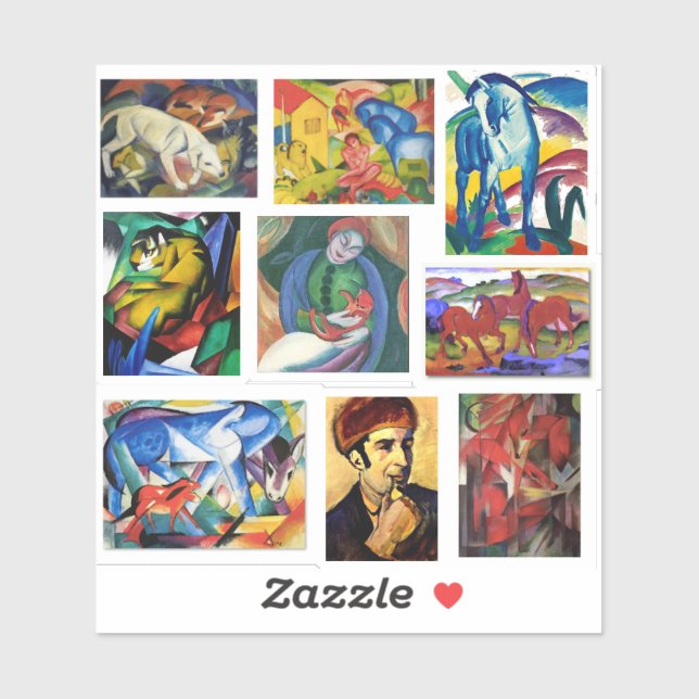 Sticker Franz Marc Peintures d'art (Feuille)