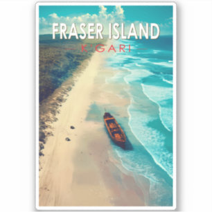 Sticker Fraser Island K'gari Australie Travel Art Vintage