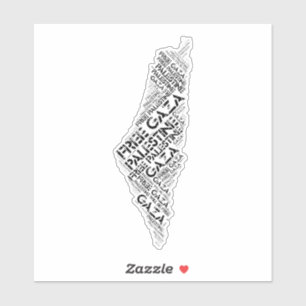 Sticker Free Gaza Free Palestine Map Mot Cloud