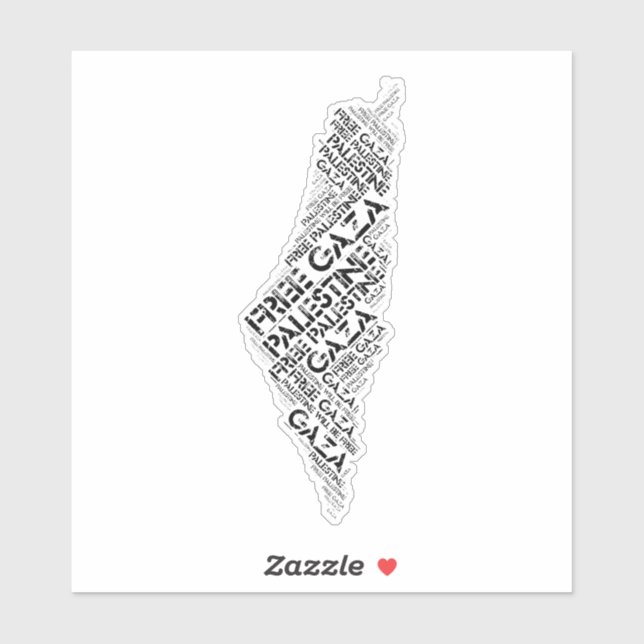 Sticker Free Gaza Free Palestine Map Mot Cloud (Feuille)