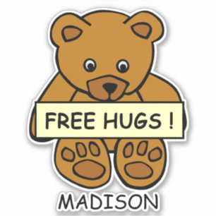 Sticker Free Hugs Teddy nom personnalisé