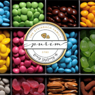 Sticker Freilichen Purim Script avec Or