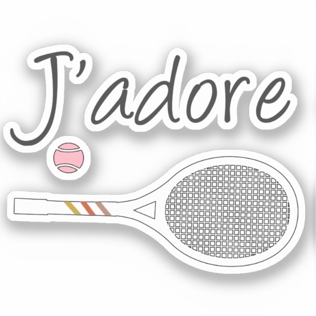 Sticker French Chic J'adore Tennis Player Retro Design (Recto)