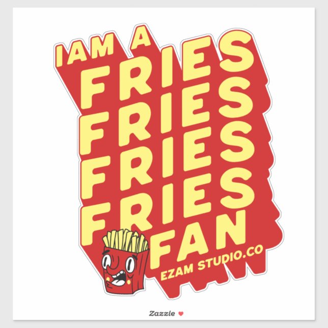 Sticker "French Fries Fan - Fun and Playing Design" (Feuille)