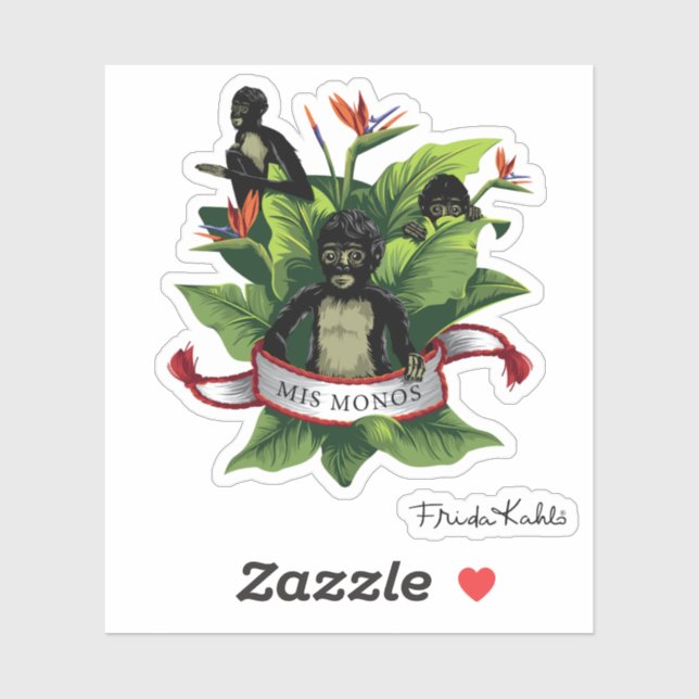 Sticker Frida Kahlo | Mis Monos (Feuille)