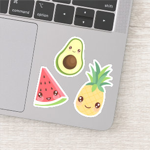 Sticker Fruit Kawaii   Watermelon, ananas et avocat