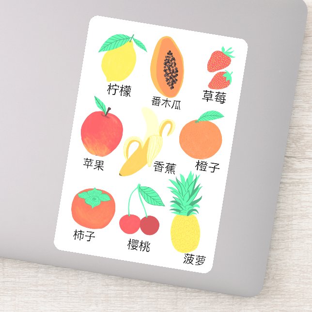 Sticker Fruits Carte Flash Chinois Fruit Fun Food (Détail)