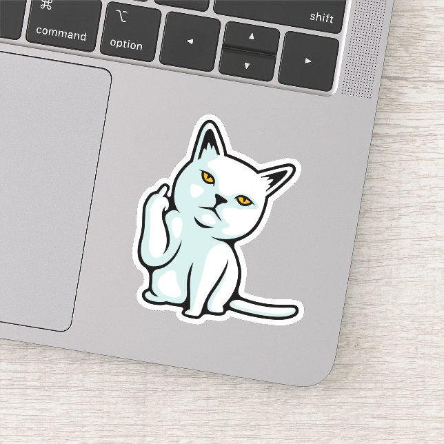 Sticker FU chat drôle geste de main rude (Détail)