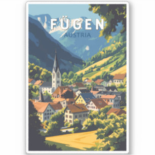 Sticker Fugen Autriche Illustration Voyage Art Vintage
