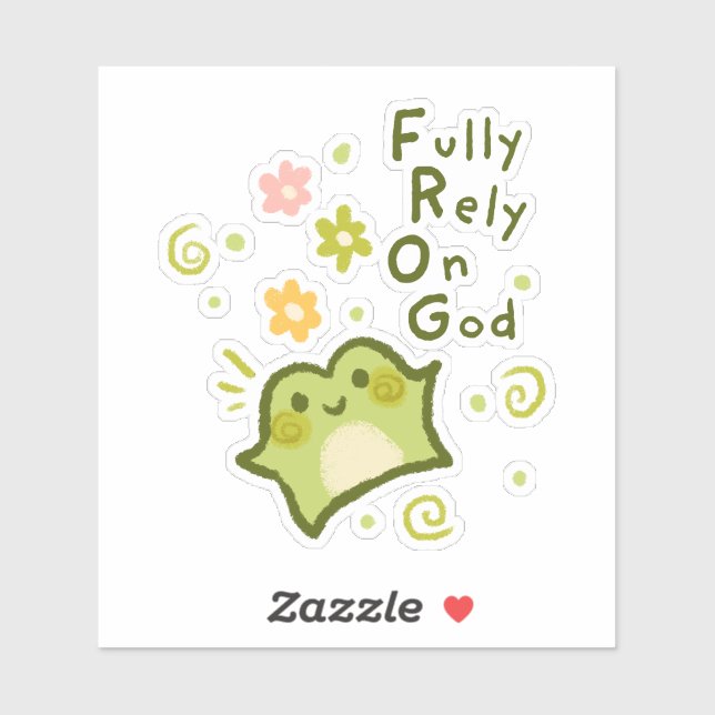 Sticker Fully Rely On God - Matcha The Frog (Feuille)
