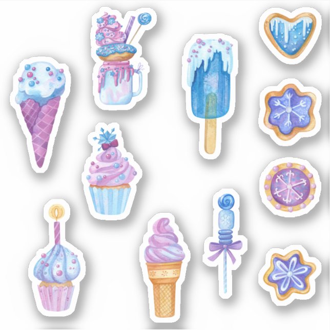 Sticker Fun Blue et Purple Frozen Sweets Bundle (Devant)