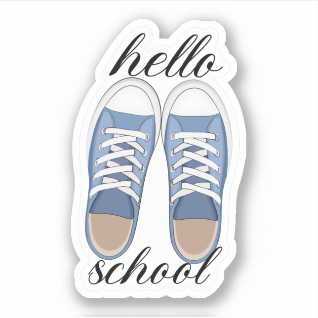 Sticker Fun Blue Hello École Tennis Chaussures (Devant)