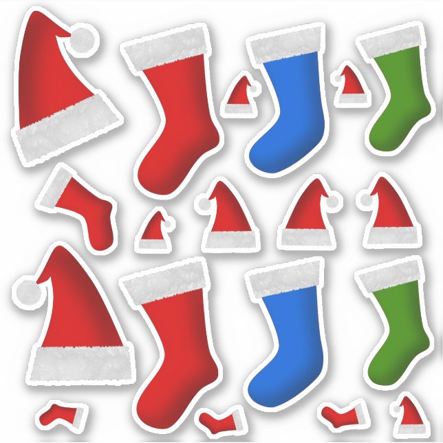 Sticker Fun Christmas Stockings & Christmas Santa Hats (Devant)