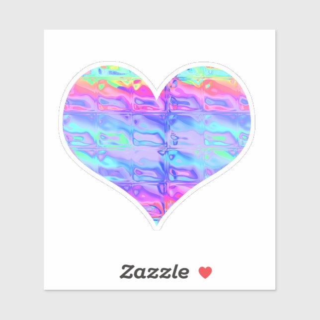 Sticker Fun Chrome Metallic Neon Rainbow Heart (Feuille)