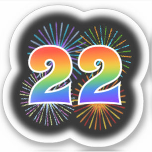 Sticker Fun Fireworks + Rainbow Motif "22" N° d'événement