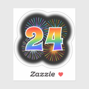 Sticker Fun Fireworks + Rainbow Motif "24" N° d'événement