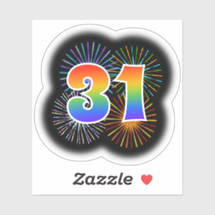Sticker Fun Fireworks + Rainbow Motif "31" N° d'événement