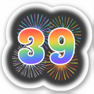 Sticker Fun Fireworks + Rainbow Motif "39" N° d'événement