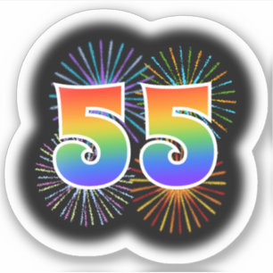 Sticker Fun Fireworks + Rainbow Motif "55" N° d'événeme