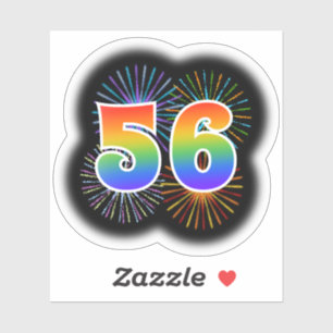Sticker Fun Fireworks + Rainbow Motif "56" N° d'événement