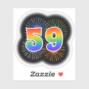 Sticker Fun Fireworks + Rainbow Motif "59" N° d'événement