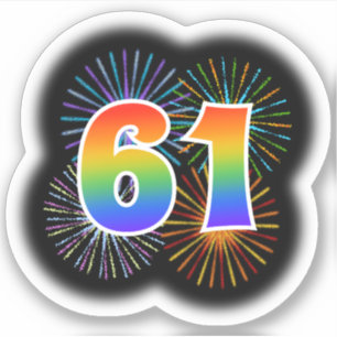 Sticker Fun Fireworks + Rainbow Motif "61" N° d'événeme