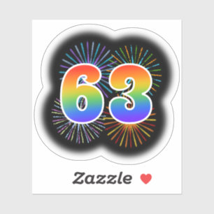 Sticker Fun Fireworks + Rainbow Motif "63" N° d'événement