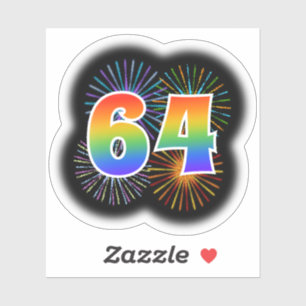 Sticker Fun Fireworks + Rainbow Motif "64" N° d'événement