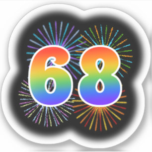 Sticker Fun Fireworks + Rainbow Motif "68" N° d'événement