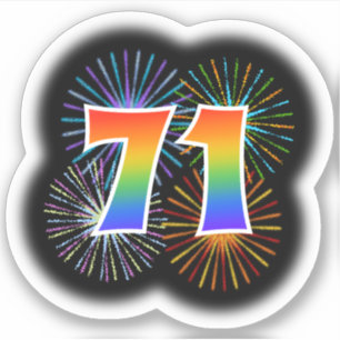 Sticker Fun Fireworks + Rainbow Motif "71" N° d'événement