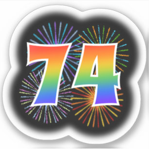 Sticker Fun Fireworks + Rainbow Motif "74" N° d'événement