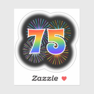 Sticker Fun Fireworks + Rainbow Motif "75" N° d'événement