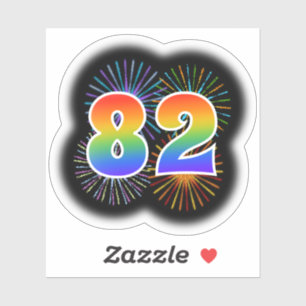 Sticker Fun Fireworks + Rainbow Motif "82" N° d'événement