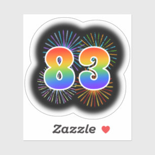 Sticker Fun Fireworks + Rainbow Motif "83" N° d'événement