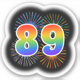 Sticker Fun Fireworks + Rainbow Motif "89" N° d'événement