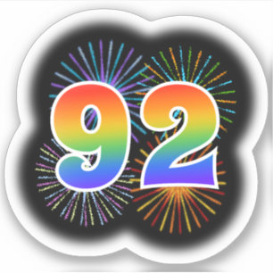Sticker Fun Fireworks + Rainbow Motif "92" N° d'événement