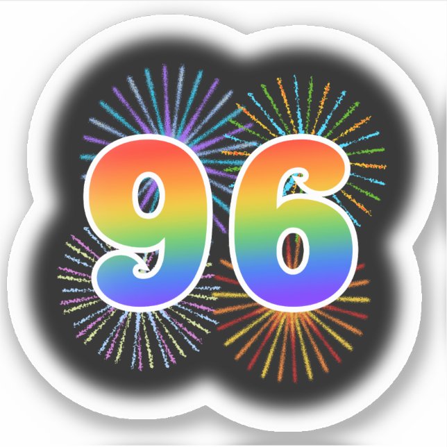 Sticker Fun Fireworks + Rainbow Motif "96" N° d'événement (Devant)