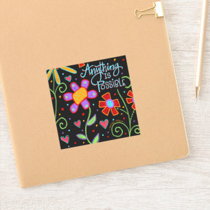 Sticker Fun Floral Tout est possible Noir tendance