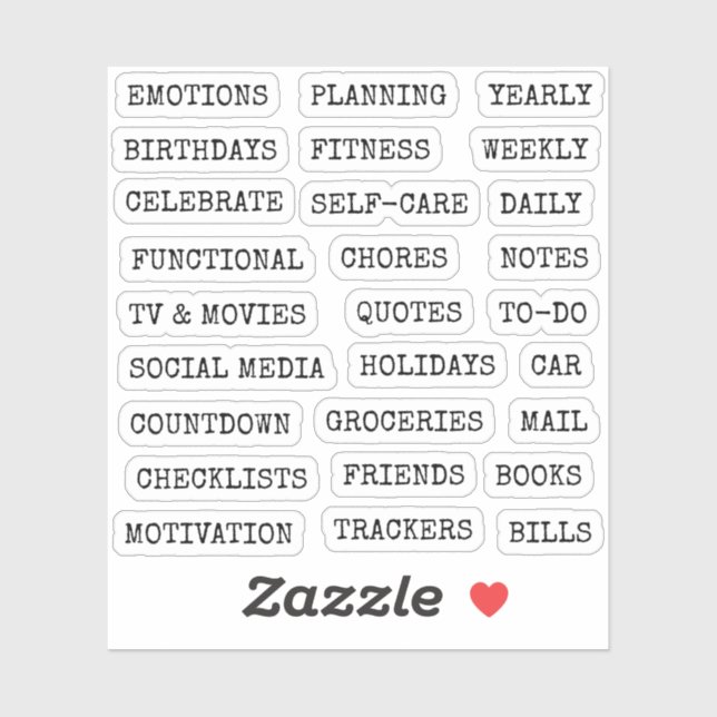 Sticker Functional Old Script Planner Tab Binder Divider  (Feuille)