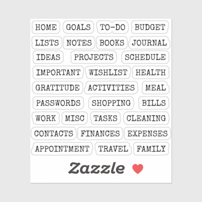 Sticker Functional Old Script Planner Tab Binder Divider (Feuille)