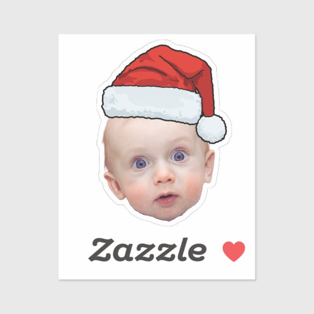 Sticker Funky Custom Face Photo Père Noël Head Christmas (Feuille)