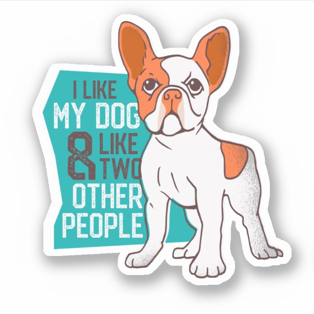 Sticker Funky French Bulldog - Comme My Dog et Two People (Devant)