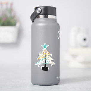 Sticker Funky géométrique Mi-Siècle Rétro Arbre de Noël