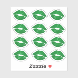 Sticker Funky Green Irish Kisses Saint Patrick's Day
